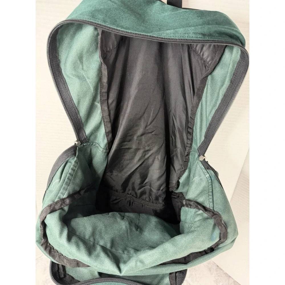 Vintage 90s NIKE Green/Brown LEATHER Base BACKPACK Athletic Outdoor Hike Gym Bag